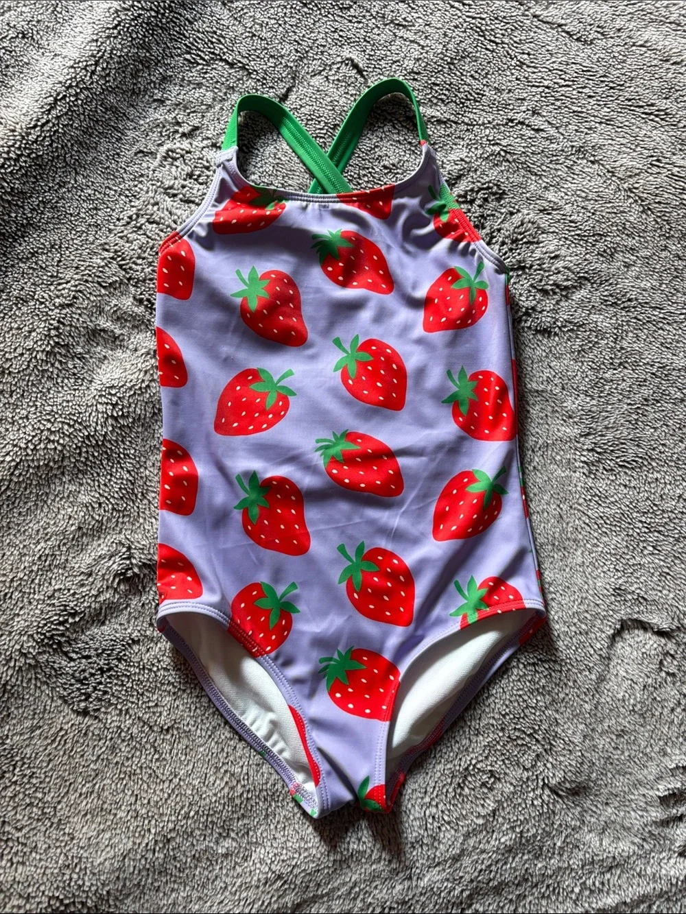 Mini Boden Strawberry Print One-Piece Swimsuit - size 7-8